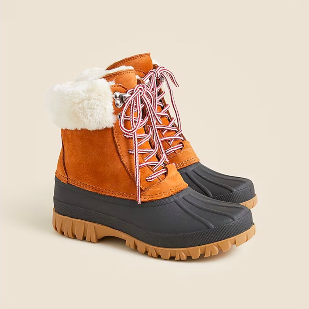 Jcrew Perfect Winter boots in nubuck and sherpa